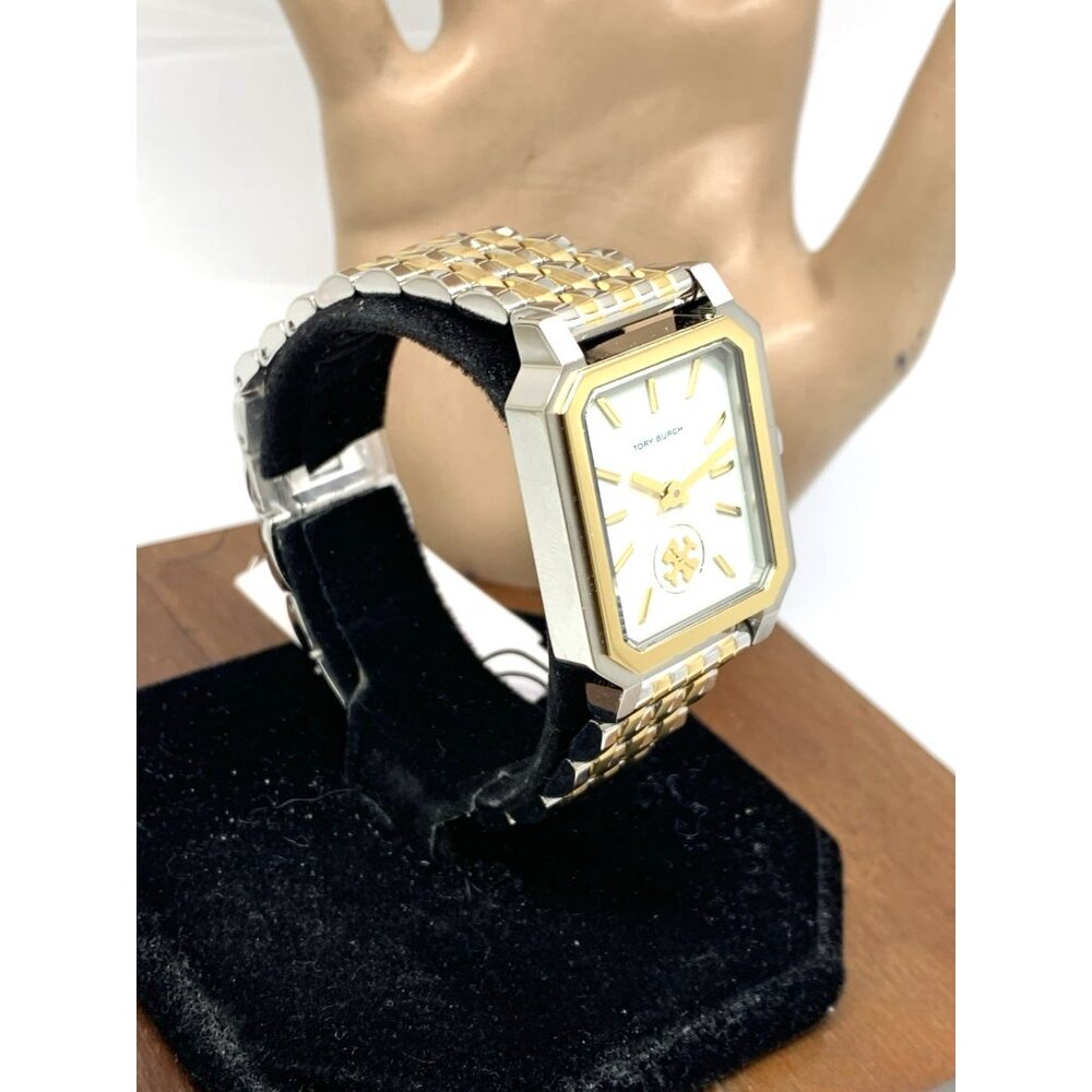 Tory Burch Women's Watch TBW1501 Cream Dial Gold Quartz Tank Two Tone Steel - Picture 14 of 14